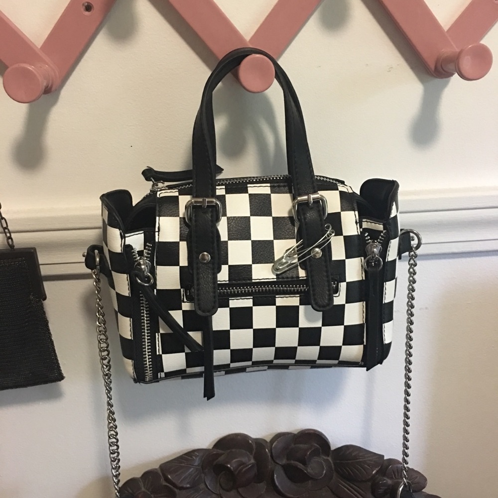 Checker print purse mini satchel bag